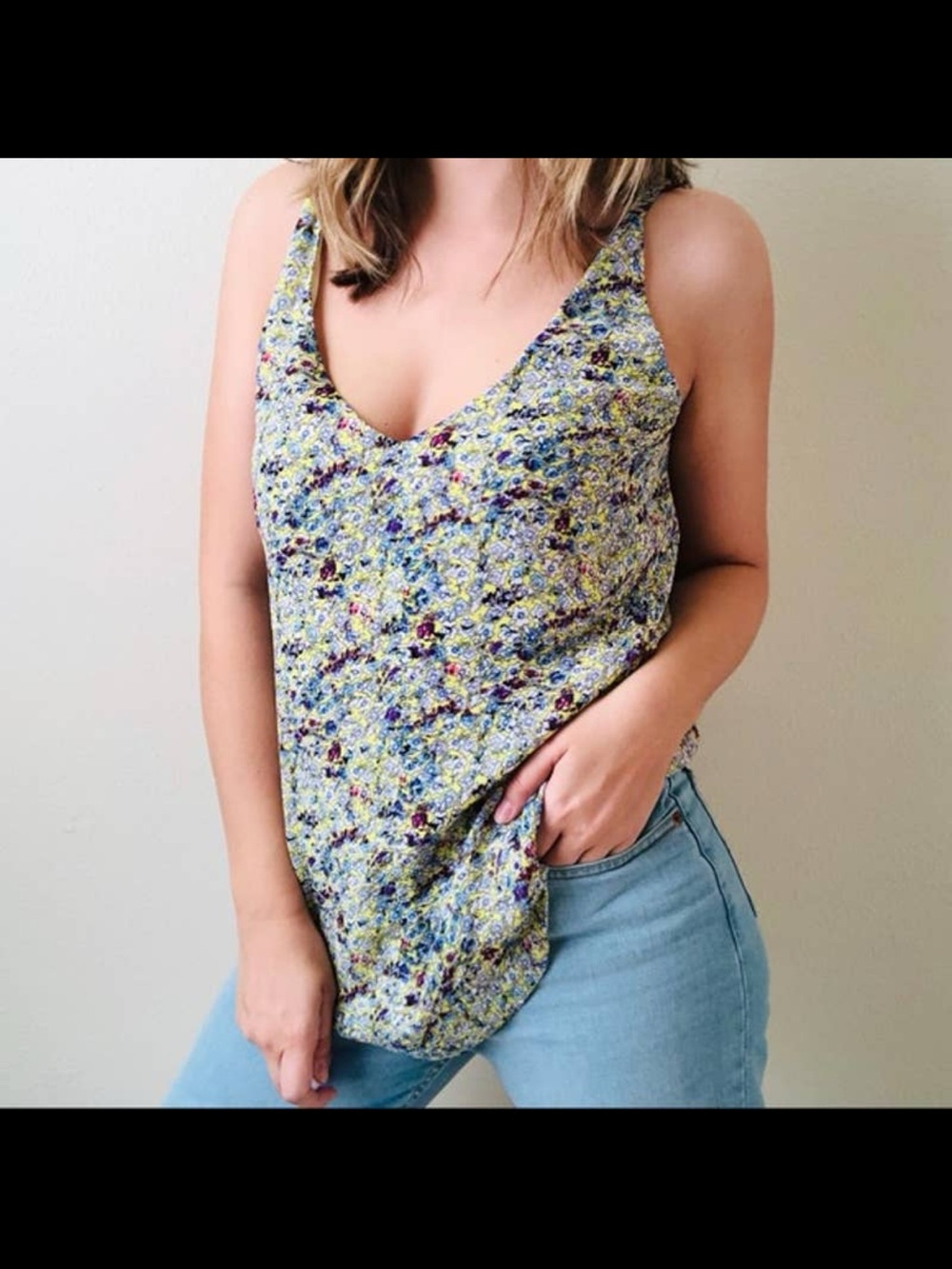 Calvin Klein Yellow Floral V-Neck Camisole